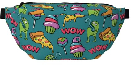 Grand sac banane pour homme et femme – Joli sac à bandoulière pour nourriture sucette, pizza, frites, sac de voyage tendance pour femme, sac banane pour femme avec sangle réglable