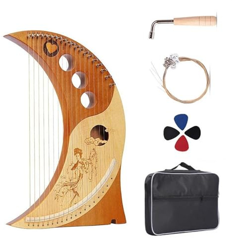 harfe instrument Tragbares Instrument Mit 19 Saiten Lyraharfe Und Ersatzsaite(With Bag)