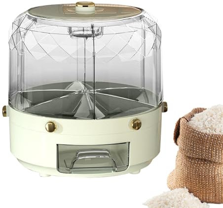 Zvn Zojne Cereal Container - Large Capacity Round Cereal Dispenser,6 Grids Dry Food Dispenser Rice Organizer, Grain Storage Box for Kitchen