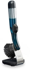 Joseph Joseph SinkTech Refillable Soap-Dispensing Dish Brush with Storage Stand, Pan Scraper, Stainless Steel Drip Tray