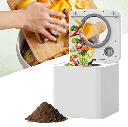 HCAUYNN Compostador EléCtrico De Cocina con Cubierta Visual, Capacidad De 3,3 L, Cuchilla De Doble Capa, Convierte Los Residuos Y Restos De Alimentos En Fertilizante Seco,220V