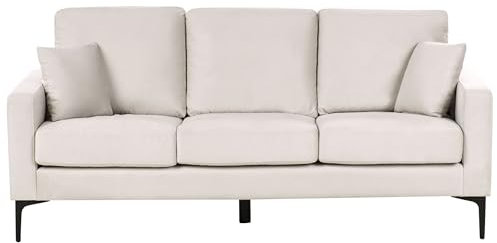 Beliani 3er Sofa Stoff beige mit Kissen Metallbeinen Modern Retro Klassisch Gavle