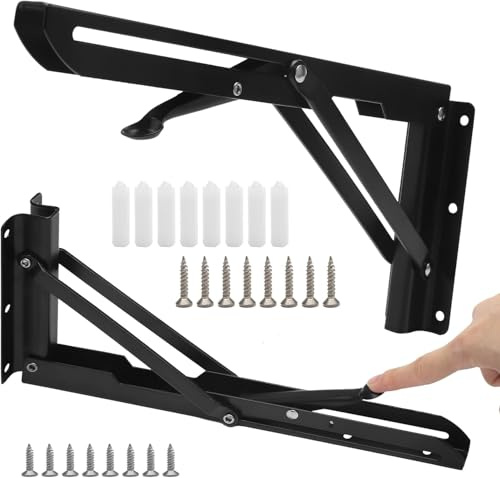 Consola plegable de acero inoxidable para cargas pesadas de 300 mm, 2 unidades, ángulo de plegado, carga 120 kg, bisagras plegables, tableros de mesa