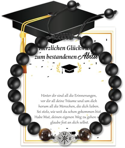 DPKOW Abiturgeschenke, Kompassarmband Karte Abitur 2025 Geschenke, Armband Glückwunschkarte Abschluss Geschenk Abitur 2025 Mädchen Junge Weihnachten Geburtstagsgeschenke