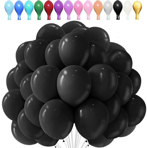 LUKIUP 100 PCS Luftballons Schwarz, Schwarze Luftballons, 10 Zoll ballons für Halloween, Geburtstage Hochzeiten, Valentinstag, Themepartys Perfekte Partydekoration