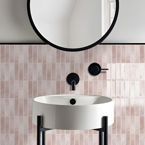 Alwayspon 7,9x10 Zoll/20×25cm×10 Stück Rosa Marmor-Stil 3D Vinyl Backsplash-Fliesen, selbstklebend zum Abziehen und Aufkleben, Wandfliesen-Aufkleber, Subway-Fliesen für Küche, Badezimmer, Dekor