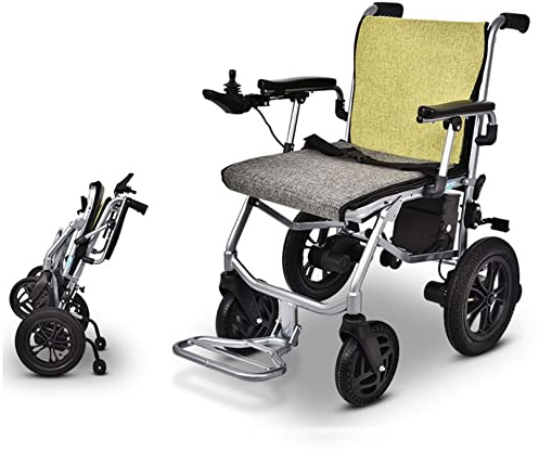 Silla de ruedas eléctrica plegable con batería de 10 Ah, diseño ligero que soporta hasta 220 libras para una fácil movilidad y ayuda a caminar