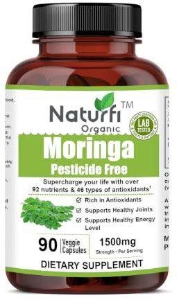 Moringa Capsules - 1500 mg Serving - Pure Moringa Leaf Powder Single Origin for Energy, Metabolism & Immune Support, High Potency Superfood Supplement