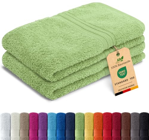 AR Line Arizona 2er Set Gästetuch 30x50 cm – 100% Baumwolle, 500 g/m², weich & saugstark, in Farbe: Apfelgrün