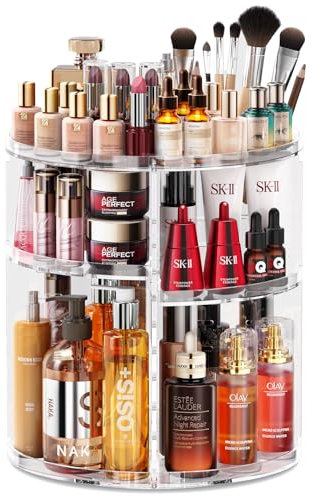 Auxmir Schminktisch Organizer mit 9 Einstellbaren Stufen, Make Up Organizer 360° Drehbar, Extra Größer Kosmetik Skincare Organize, Schmink Aufbewahrung für Schlafzimmer Badezimmer als Geschenk
