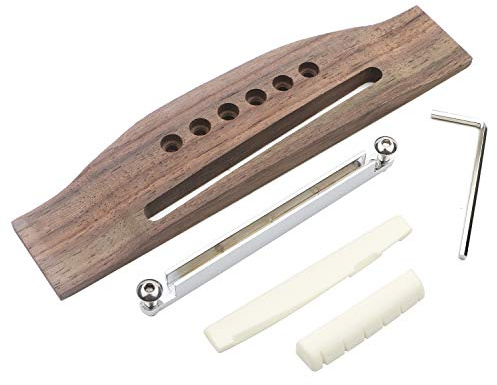 Unxuey Verstellbare Sattelmutterteile für 6 Saiten für Akustikgitarren | Rosewood Brückeneinsatz-Set, Ersatz