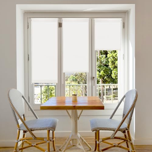 Blindecor Aure | Lichtdurchlässiges Rollos für Fenster und tür ohne bohren mit klämmträger - Ekrü, 87 x 180 cm (BxH) | Stoffgröße 84 x 175 cm | rollo klemmfix lichtdurchlässig