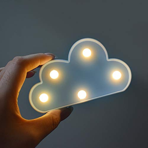 buywin Blue Cloud Set 2 Pack Night Light Battery Powered Tiny Plastic Marquee Sign LED Night Lamps for Home Children Bedroom Nursery, Kids Gift