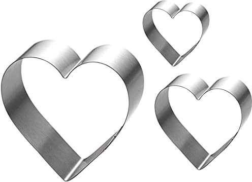 Siking Stainless Steel 4/6/8 Heart Cake Ring Mold Heart Cutter Pancake Mold for Moss Cheese Cookie Salad Rice Ball (Heart) Height 11-2
