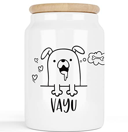 Selket's Shop Keramik Leckerli Dose Hund – personalisiert mit Name – Keksdose für Snacks, Trockenfutter & Leckerlis