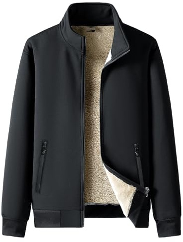 Oralidera Herren Fleecejacke Winter Sweatjacke mit Stehkragen Warmes Fleece Sweatshirt Langarm Cardigan mit Taschen und Reißverschluss