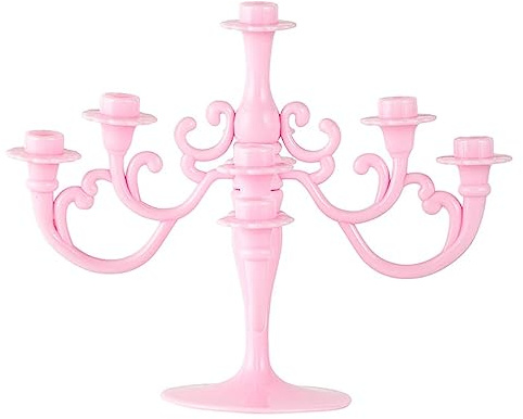Slant Party Supplies - Birthday Candle Holder Candelabra Cake Topper, 5.5 H, Pink