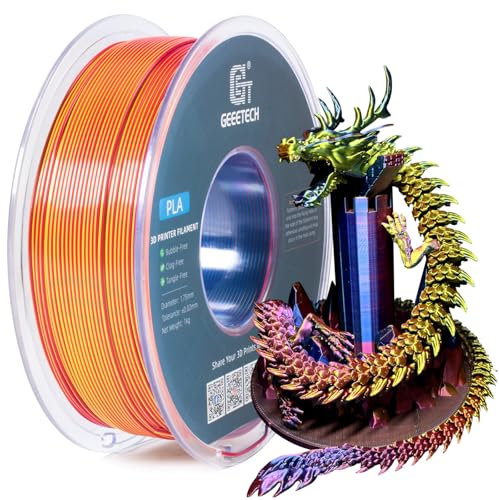 GEEETECH Tricolor Silk PLA Filament 1,75mm, 3D Drucker Filament 1KG/Spule, Silk Rot Gelb Blau