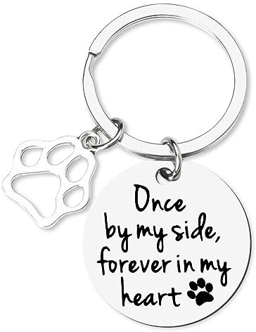 Loss of Pet Sympathy Gift Keychain Dog Cat Memorial Gifts for Friends Daughter Son Pet Remembrance Gifts for Women Men Once By My Side Forever in My Heart Schlüsselanhänger
