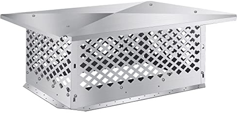 BUYYAH Chimney Cap, Chimney Cover, Bottom Installation Method Adjustable to Fit Outside Existing Clay Flue Tile Dimensions All Stainless Steel Structure, with Meshes, Bolts, Screws (14 x 26)