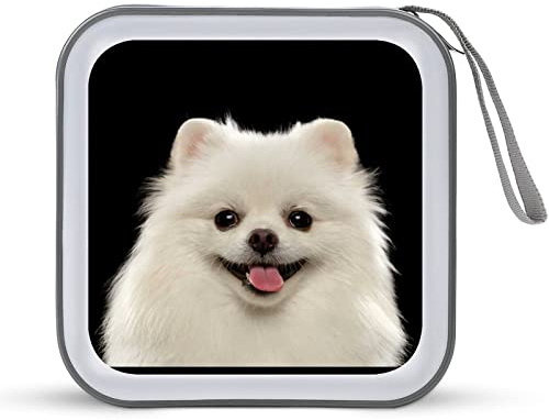 Custodie per CD Pomeranian, alla moda, per 40 CD, colore: bianco