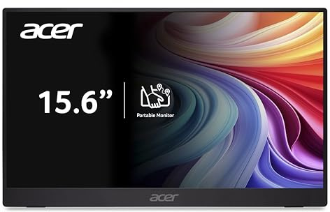 acer PM161QB1bmiuux Monitor AdaptiveSync da 15.6, Display IPS Full HD, 60 Hz, 4 ms (GTG), 16:9, USB Type-C, HDMI 1.4, Schermo PC con Contrasto 100M:1, Lum 250 cd/m2, Cavi HDMI e Type-C Inclusi, Nero