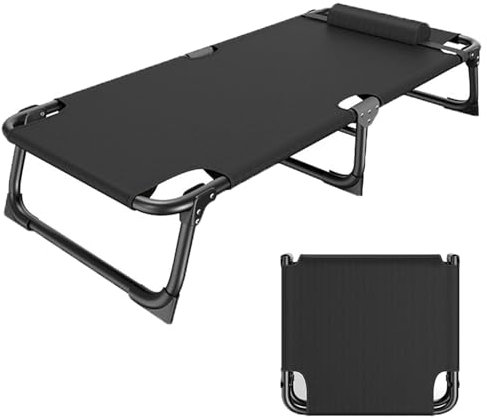 SHUQICAINA Camping-Betten, Tragbares faltbares Outdoor-Camping-Kinderbett, 24 Extra Wide Heavy Duty Sturdy Camp Bed, Leichte Feldbetten für Reisen Angeln Picknick Büro Innen Außen Zelte