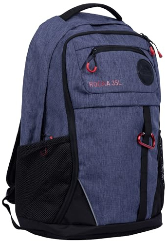 Trespass Unisex Backpack Rocka - 35L, 3 Zip Sections, Padded Back and Shoulder Straps, Laptop Compartment, Dual Stretch Mesh Pockets, Carabiner Clip, Attachment Loops, Polyester
