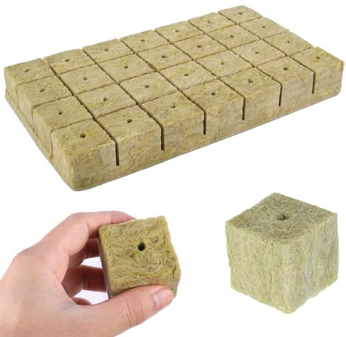 Gloryit 28 Piezas Cubos de Lana de Roca,Cubos Lana Roca Hidropónica,Cultivo de Lana de Roca,Cubos de Lana de Roca Propagación para Esquejes Agrícolas Siembra y Trasplante de Hortalizas