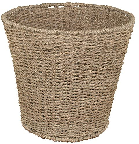 MantraRaj Seagrass Round Waste Paper Bin Basket Storage Ideal For Home, Office, Bedrooms, Kitchen, Bathroom Wastebasket for Garbage And Rubbish Seagrass Waste Basket Wicker Trash Can