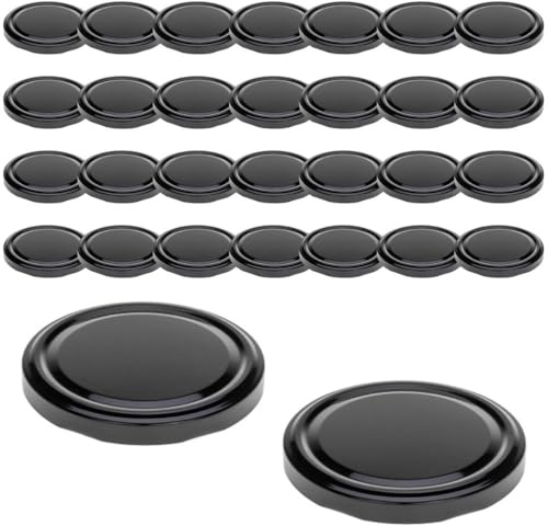 mikken 30 Deckel TO 82/8,5 cm für Marmeladengläser Twist-Off Ersatzdeckel Schraubdeckel für Sturzgläser und Einmachgläser schwarz