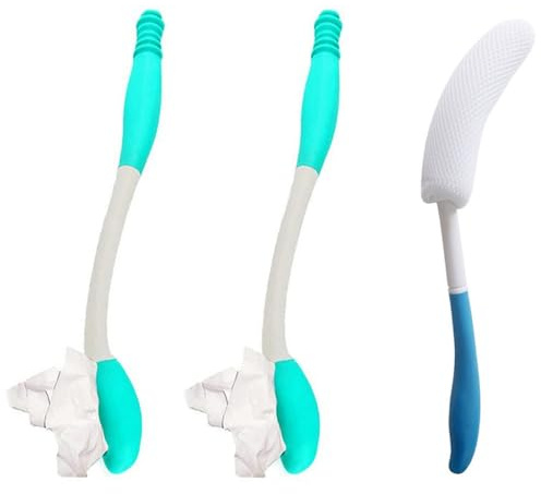 Yuehuamech 2er Set Komfort Toilettenhilfsmittel Hinternwischer Set mit Badebürste Toilettenwischwerkzeug Bottom Buddy Wischhilfe für Behinderte Ältere Schwangere