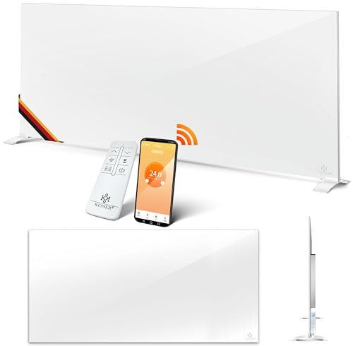KESSER® Calefactor Infrarrojo 700W, Calefactor de Aluminio, 2en1 Calefactor de Suelo y Pared, Detección de Ventana Abierta + Mando a Distancia y App, Termostato, Infrarrojos, Panel Calefactor, Blanco