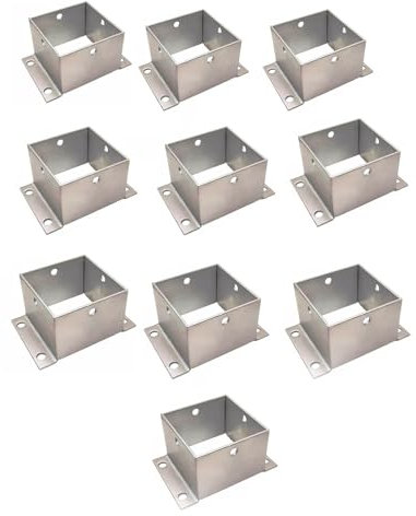 Decking Post Base for Deck Porch Handrail Railing Support, Stainless Steel Fence Post Bracket for Concrete, Pergola Stand Boots/Square Mailbox Post Anchors (Color : 10 Pcs, Size : 100x100mm(3.9x3.9
