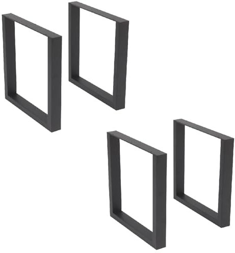Queiting 4 Stück Metall Tischbeine 43x40cm Schwarz - Industrial-Look Tischrahmen Bankrahmen Aus Stahl für Bank Couchtisch Bei DIY Esstisch