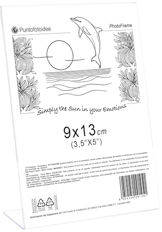 Puntofotoidee Rahmen aus Crilex, transparenter Menühalter, Tischbilderrahmen, Werbeaufsteller für Broschüren, Prospekte, Flyer (transparent, 9 x 13 cm vertikal)