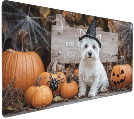 Gaming Mauspad XXL Halloween Mousepad 1000x500x4mm Hund Verlängertes Mauspad Schreibtischauflage,Genähte Kanten Mauspad,Verbessert Präzision Geschwindigkeit Wasserdicht Geeignet für Büro und Spiele