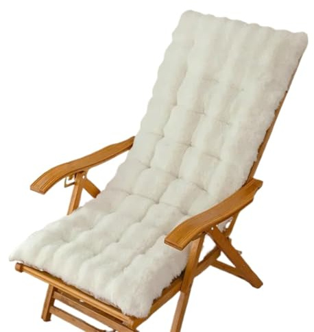 HONGYEMY Liegenauflage Schaukelstuhl-Plüschkissen, Outdoor-Gartenstuhlkissen, rutschfeste Hochlehner-Stuhlpolster, Sonnenliegen-Kissen Deckchair Auflage(White,40x100CM)