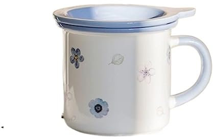 HYKJCSS Tazas De Cafe Tazas Desayuno Tazas Linda Taza De Café De Cerámica Con Tapa Taza Café Leche Té Taza De Café Taza De Té Café Leche Tazas De Café Tazas De Cafe Moderno(Blue)