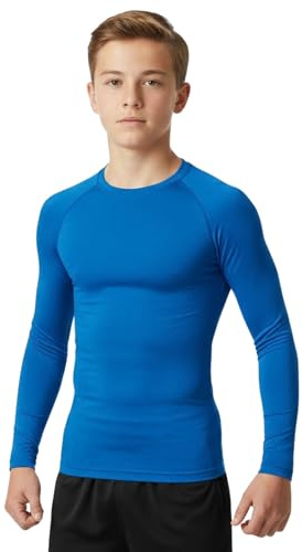 Boys Base Layer Thermal Kids PE Fitness Long Sleeve School MMA Boxing Gym T-Shirt Winter Outdoor Football Running Hiking Cycling Sports Compression Top (UK, Age, 15 Years, Regular, Royal Blue)