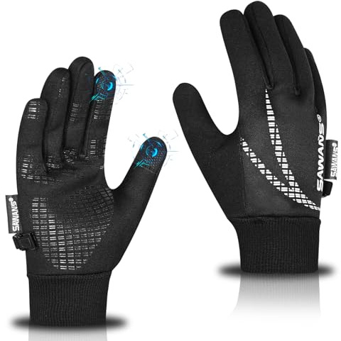 SAWANS Guanti invernali da corsa caldi, antiscivolo, touchscreen, leggeri, con polsino elastico, guanti termici, per ciclismo, ciclismo, sport, guida, per uomini e donne, passeggiate, equitazione,