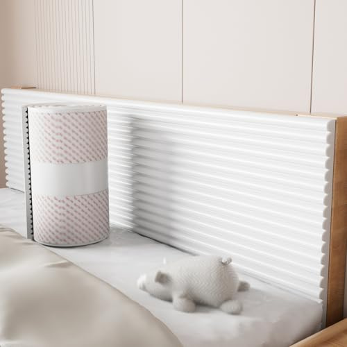 DHIJUPNG Panneaux Muraux Rembourrés Auto-adhésifs, Décor Coussin Mural 3D Anti-Collision Tête De Lit Tapissée Protection Panneaux pour Chambre À Coucher Salon Salle De Jeux(White,20x200 cm)