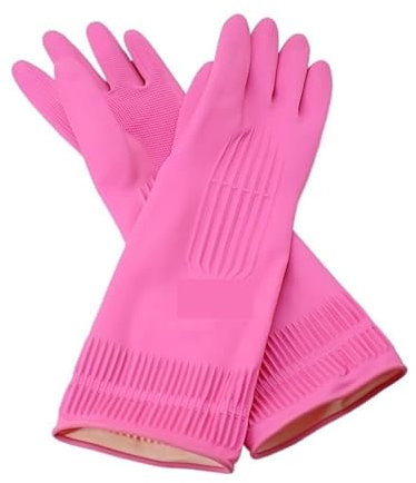 MWAHJU Guantes De Limpieza Guantes de látex for lavar platos, guantes de goma antideslizantes Extra largos y gruesos for limpieza del hogar y la cocina, 3 uds. Para Uso DoméStico(M)