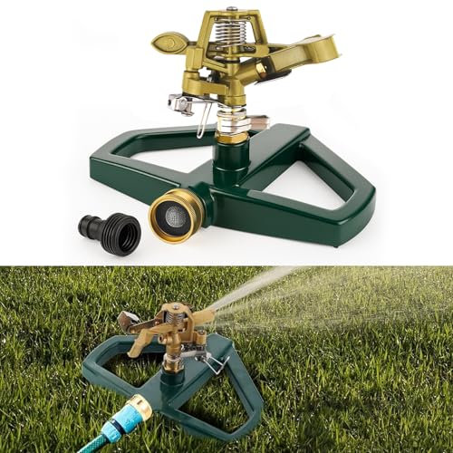 Sprinkler sul Prato con Base Metallica, Irrigatore del Prato Rotabile 360°per Grandi Coperture Superficiali, Sistema di Irrigazione per Prati, Piante, Prato per Annaffiare da Giardino