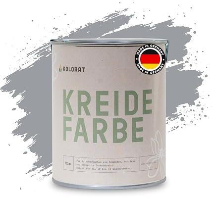 Kolorat® Kreidefarbe für Möbel Grau – 750ml – Felsenmeer Nr. 113 | Hochdeckend, matt, für Holzmöbel innen, umweltfreundlich, DIN EN 71-3 geprüft
