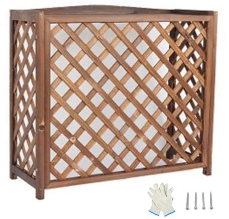 Abdeckung Klimaanlage Außengerät, Sichtschutzzaun aus Holz für Den Außenbereich, 4 Paneele, Für Klimaanlagen, Dekorative Gärten, Terrassen(80x32x70cm/31x13x28in)