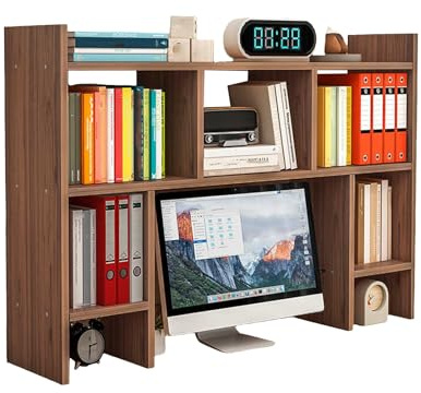 Skrivbord Bokhylla Trä Platssparande Kontor Skrivbordshylla Organiserare 90 cm Höjd Mångsidig Bordsorganisatör för Skrivbord för Kontor Hem Sovsal(Brown,80cm)