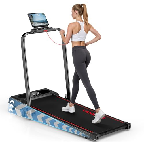 Vannect 6 en 1 Cinta de Correr Plegable, 9% Inclinación Cinta de Andar con Dual Pantalla LED, 2.75 HP Walking Pad con Control Remoto Magnético, 12KM/H, App & Bluetooth, Capacidad 150Kg
