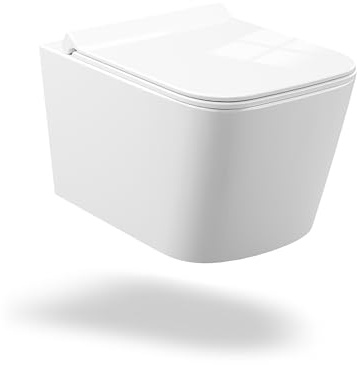 Garvee WC Sospeso Senza Brida - Ceramica, Scarico Efficiente, D-Form Compatta 51cm, Copriwater Soft-Close - Ideale per Bagni Piccoli - Colore European