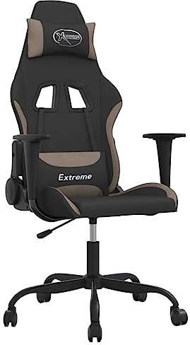 vidaXL Gaming Stuhl mit Massagefunktion Chefsessel Bürostuhl Drehstuhl Sportsitz Bürosessel Schreibtischstuhl Computerstuhl Schwarz Taupe Stoff